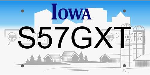 S57GXT Iowa License Plate