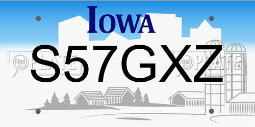 S57GXZ Iowa License Plate