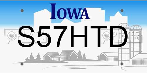 S57HTD Iowa License Plate