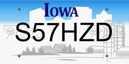 S57HZD Iowa License Plate