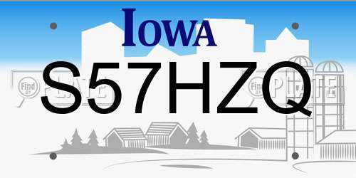S57HZQ Iowa License Plate