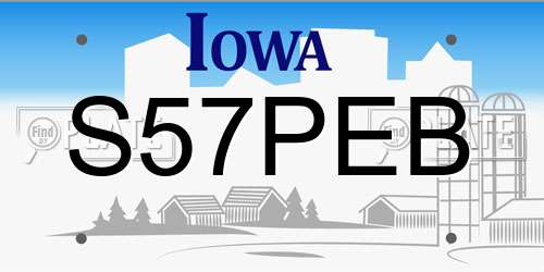 S57PEB Iowa License Plate