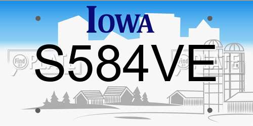 S584VE Iowa License Plate