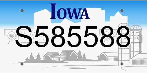 S585588 Iowa License Plate