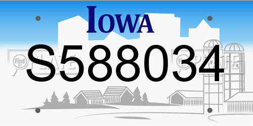S588034 Iowa License Plate