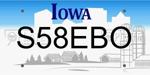 S58EBO Iowa License Plate