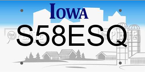 S58ESQ Iowa License Plate