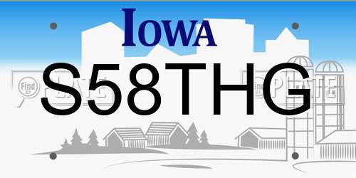 S58THG Iowa License Plate