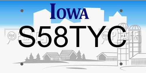 S58TYC Iowa License Plate