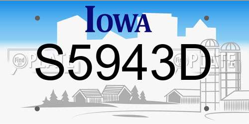 S5943D Iowa License Plate