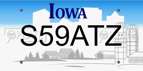 S59ATZ Iowa License Plate