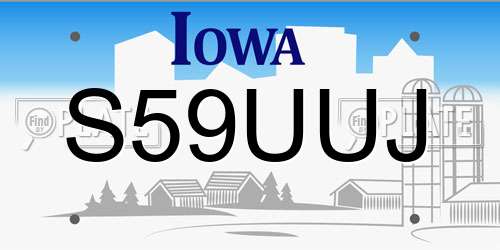 S59UUJ Iowa License Plate