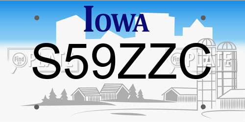 S59ZZC Iowa License Plate
