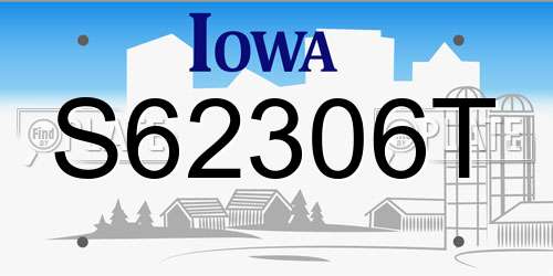 S62306T Iowa License Plate