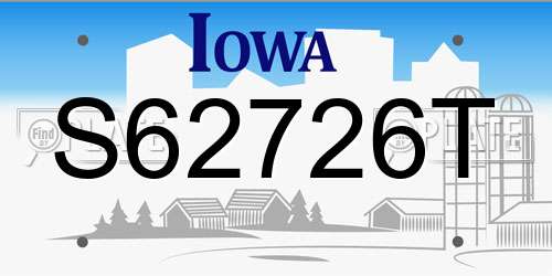 S62726T Iowa License Plate