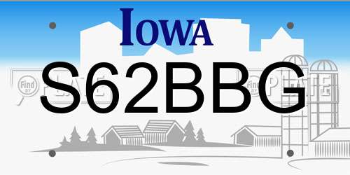 S62BBG Iowa License Plate