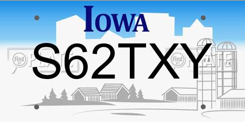 S62TXY Iowa License Plate
