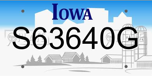 S63640G Iowa License Plate