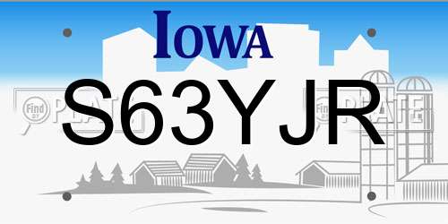 S63YJR Iowa License Plate