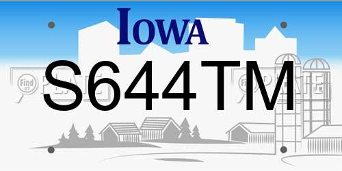 S644TM Iowa License Plate