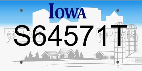 S64571T Iowa License Plate