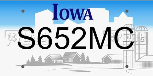 S652MC Iowa License Plate