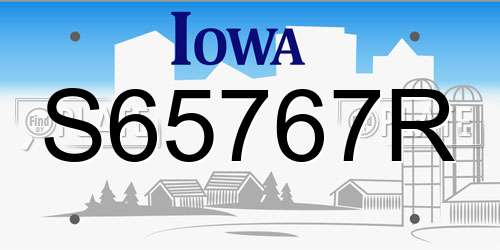 S65767R Iowa License Plate
