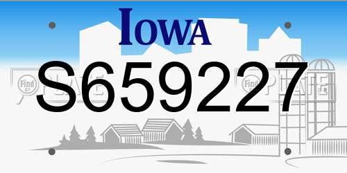 S659227 Iowa License Plate