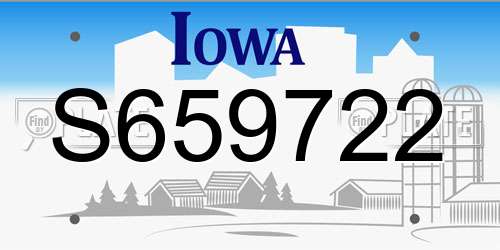 S659722 Iowa License Plate