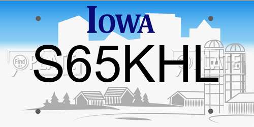 S65KHL Iowa License Plate