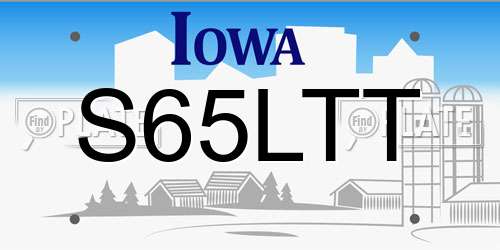 S65LTT Iowa License Plate