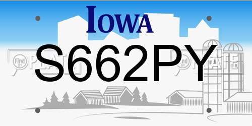 S662PY Iowa License Plate