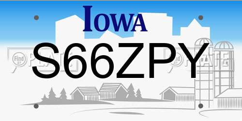 S66ZPY Iowa License Plate