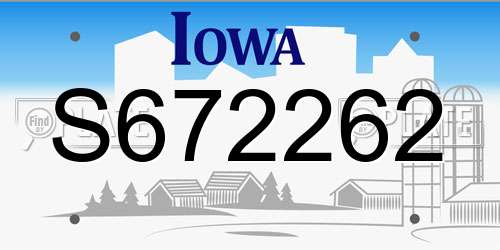 S672262 Iowa License Plate