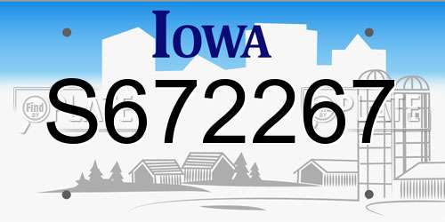 S672267 Iowa License Plate