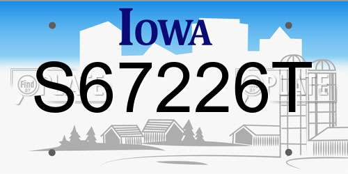 S67226T Iowa License Plate