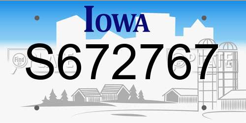 S672767 Iowa License Plate
