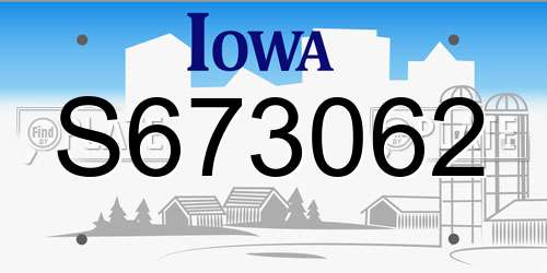 S673062 Iowa License Plate