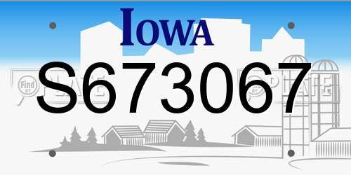 S673067 Iowa License Plate