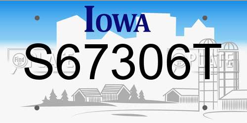 S67306T Iowa License Plate