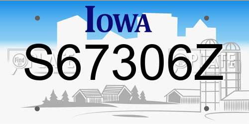 S67306Z Iowa License Plate