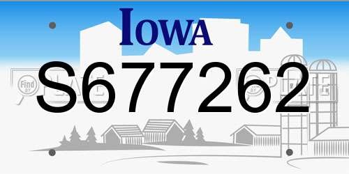 S677262 Iowa License Plate