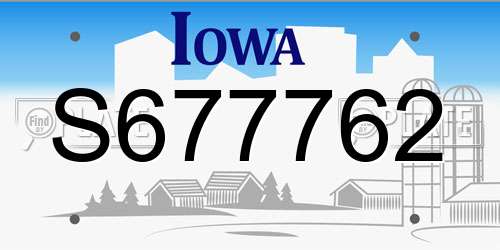 S677762 Iowa License Plate