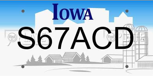 S67ACD Iowa License Plate
