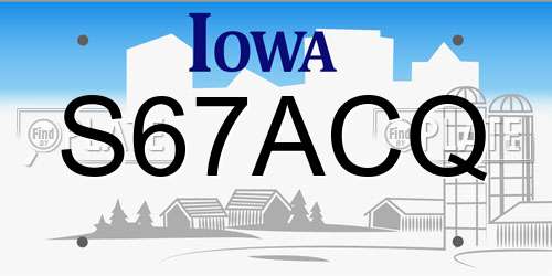 S67ACQ Iowa License Plate