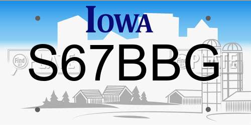 S67BBG Iowa License Plate