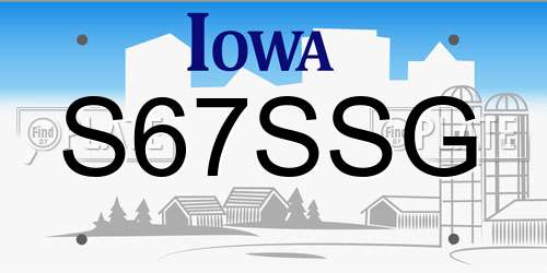 S67SSG Iowa License Plate
