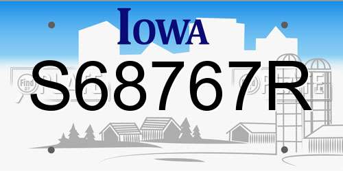 S68767R Iowa License Plate