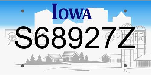 S68927Z Iowa License Plate