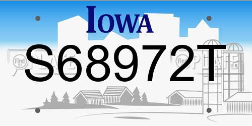 S68972T Iowa License Plate
